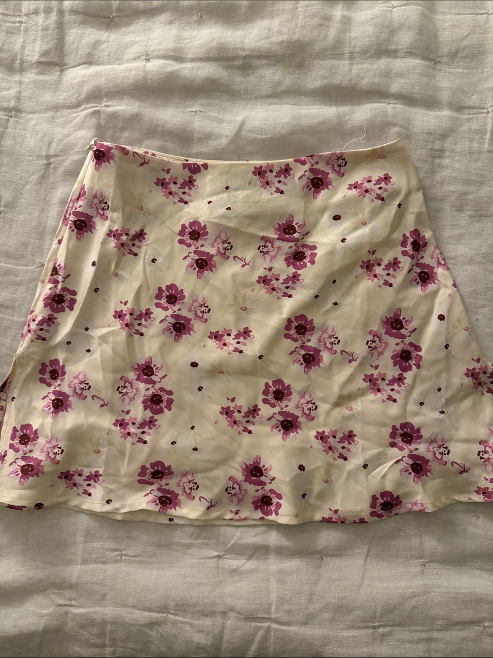 Princess Polly Cream A-Line Skirt with Pink Floral Print